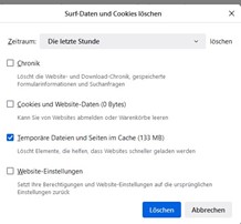 Mozilla Firefox Cache leeren