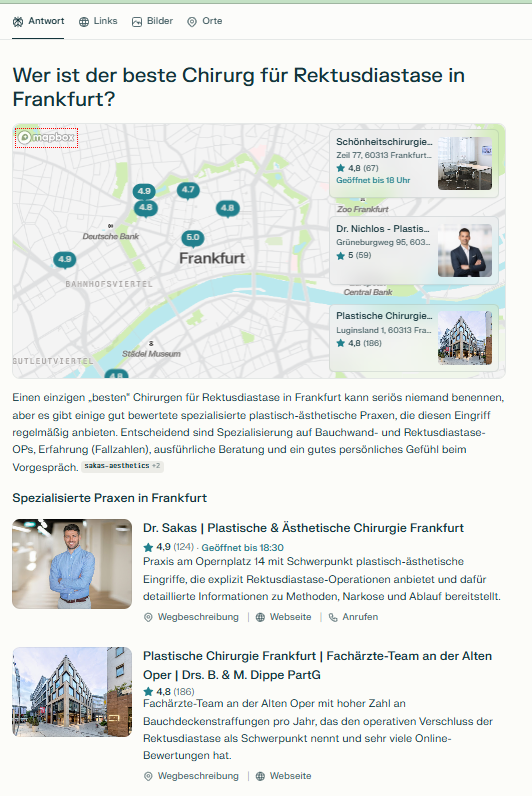 Plastische Chirurgie Frankfurt bei Perplexity