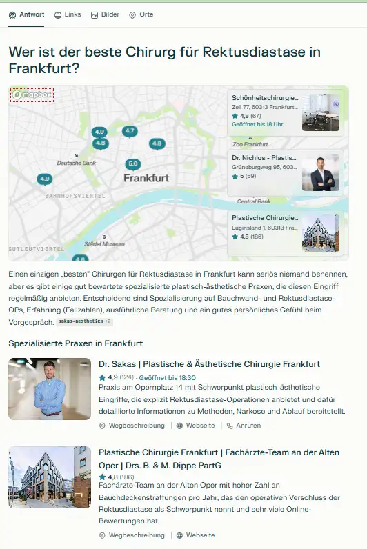 Plastische Chirurgie Frankfurt bei Perplexity